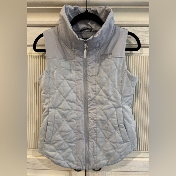 MARMOT Womens Quilted Puffer Vest in Gray Front Zip Size X-Small - Picture 1 of 15